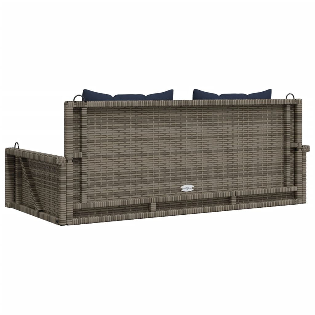 gyngebænk med hynder grå 119x56x48 cm polyrattan