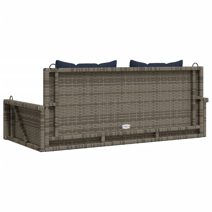 gyngebænk med hynder grå 119x56x48 cm polyrattan