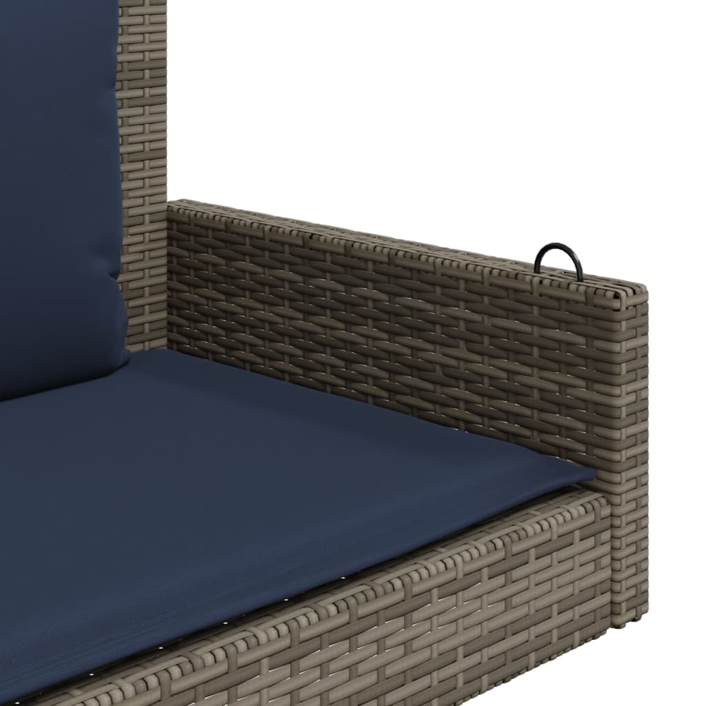 gyngebænk med hynder grå 119x56x48 cm polyrattan