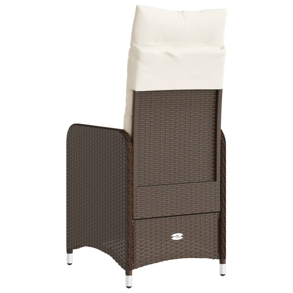 havestole 2 stk. med lænefunktion og hynder polyrattan brun