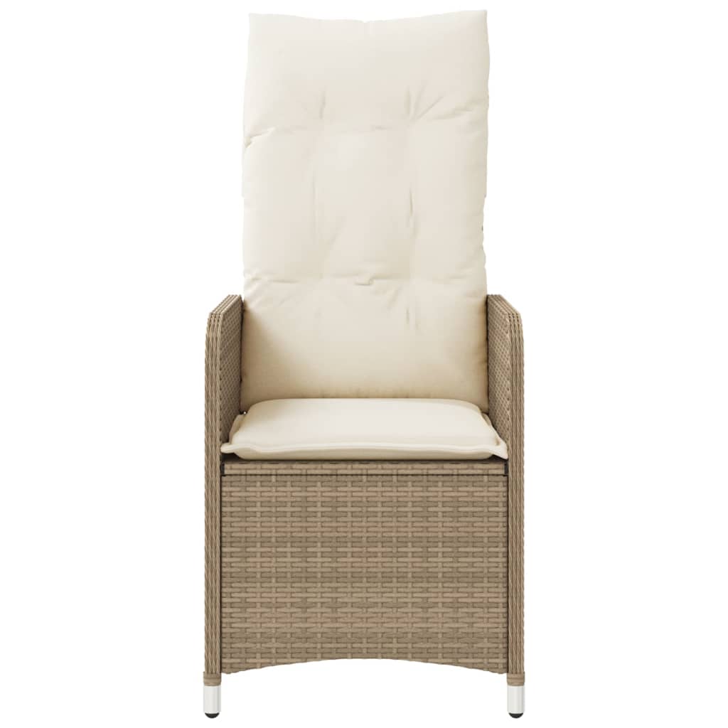 havestole 2 stk. med lænefunktion og hynder polyrattan beige