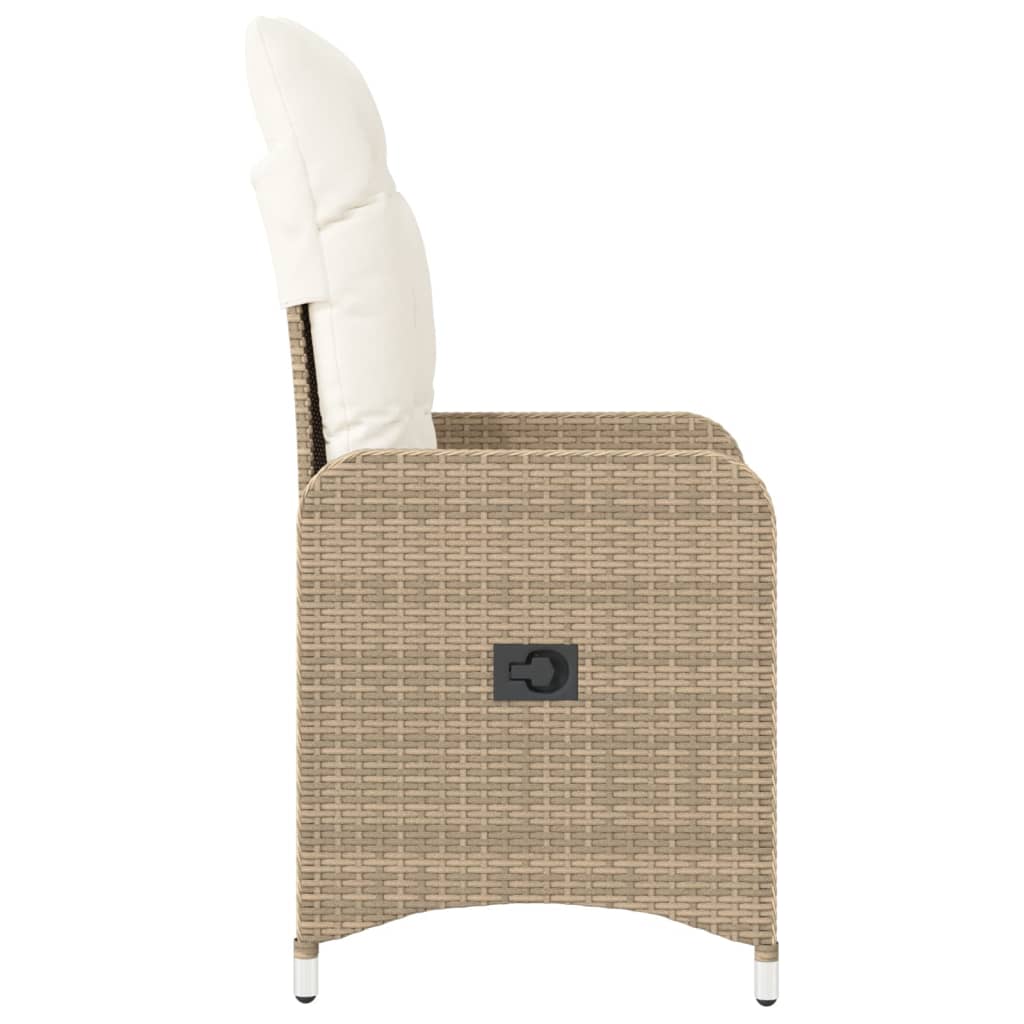havestole 2 stk. med lænefunktion og hynder polyrattan beige