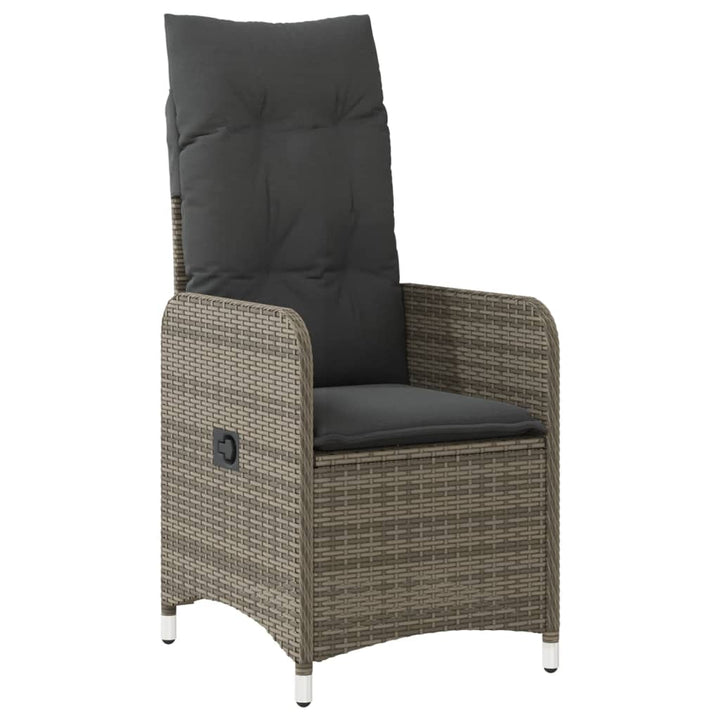 havestole 2 stk. med lænefunktion og bord polyrattan grå