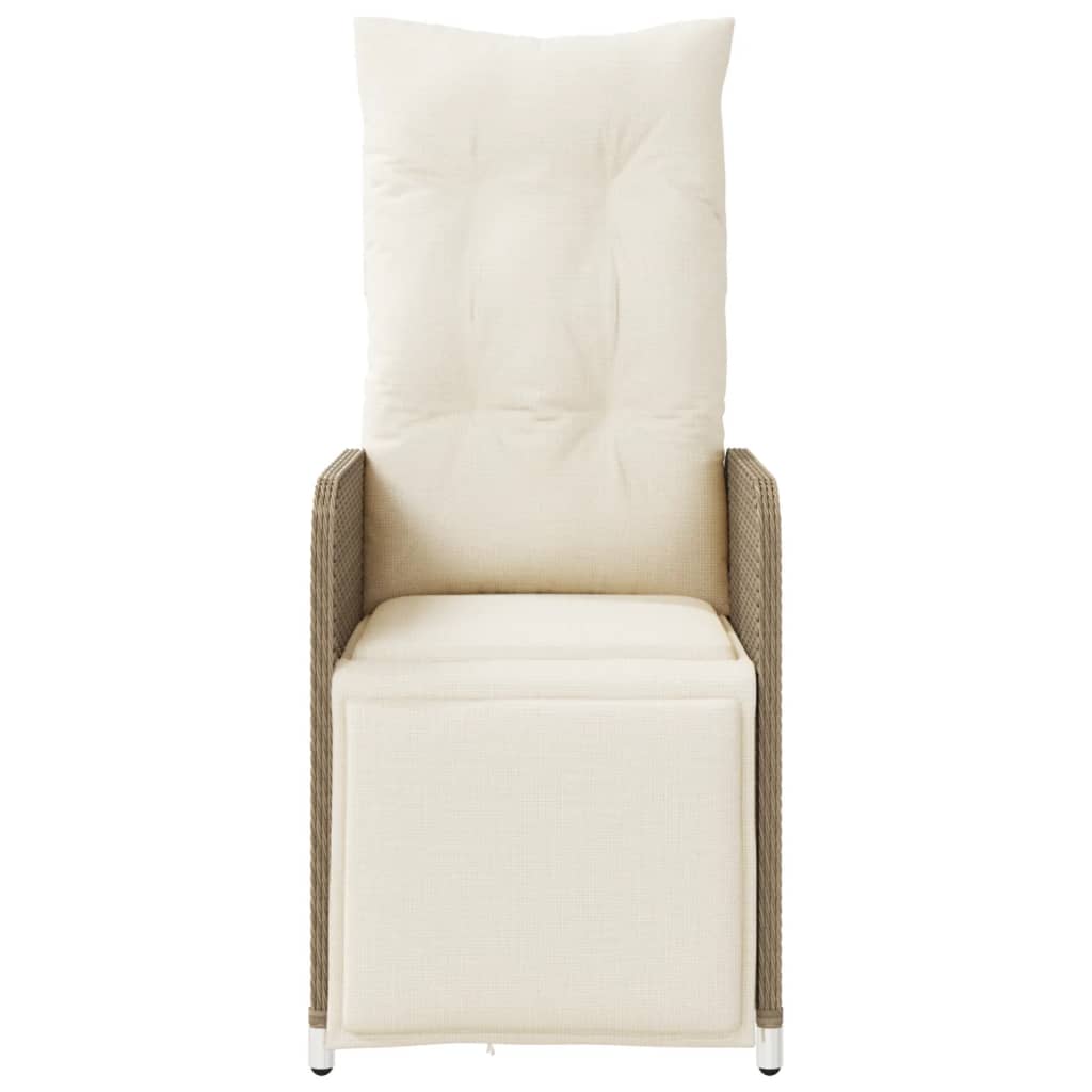 havestole 2 stk. med lænefunktion og hynder polyrattan beige