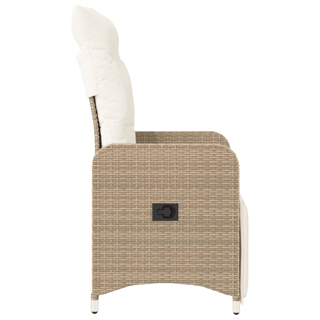 havestole 2 stk. med lænefunktion og hynder polyrattan beige