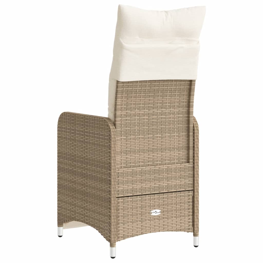 havestole 2 stk. med lænefunktion og hynder polyrattan beige
