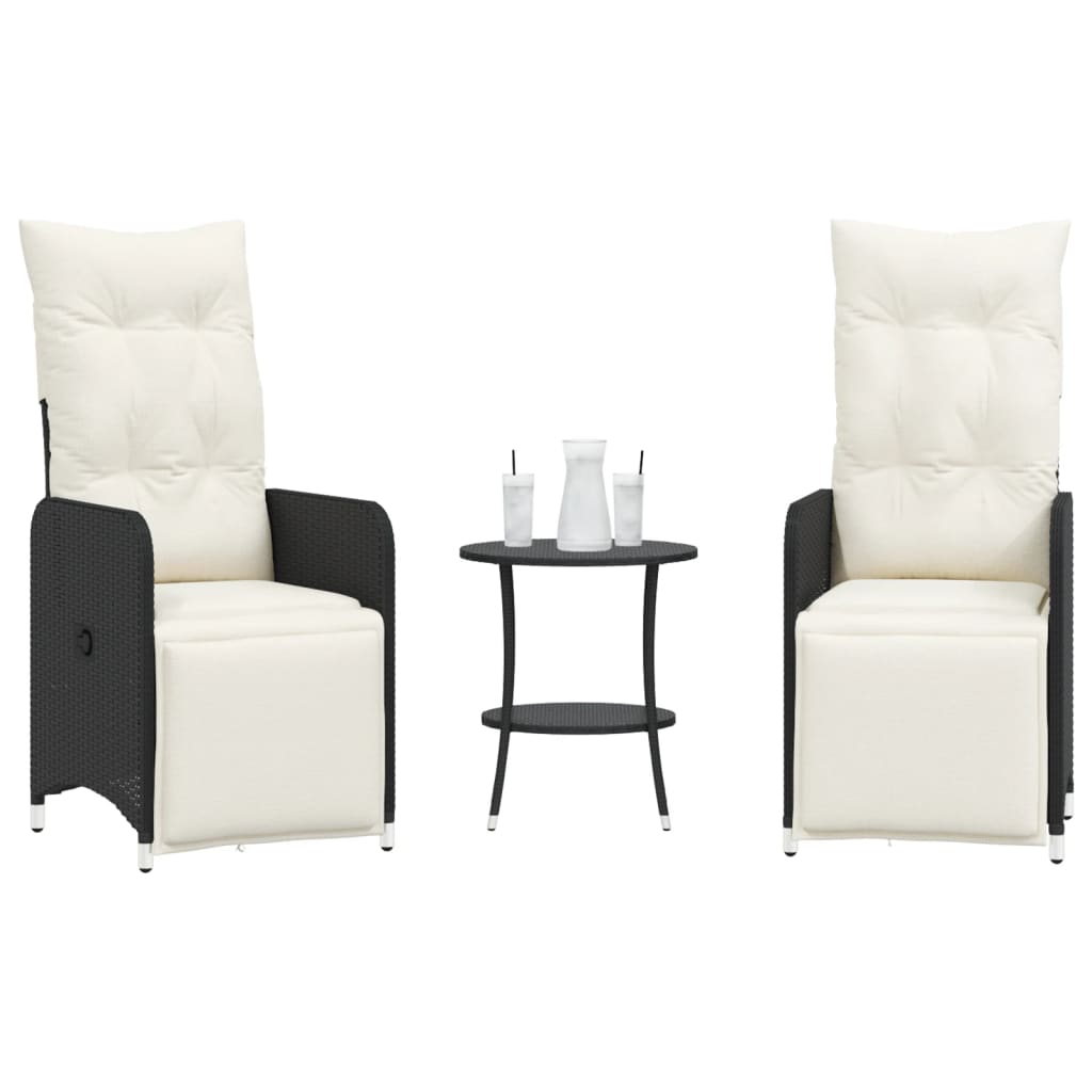 havestole 2 stk. med lænefunktion og bord polyrattan sort