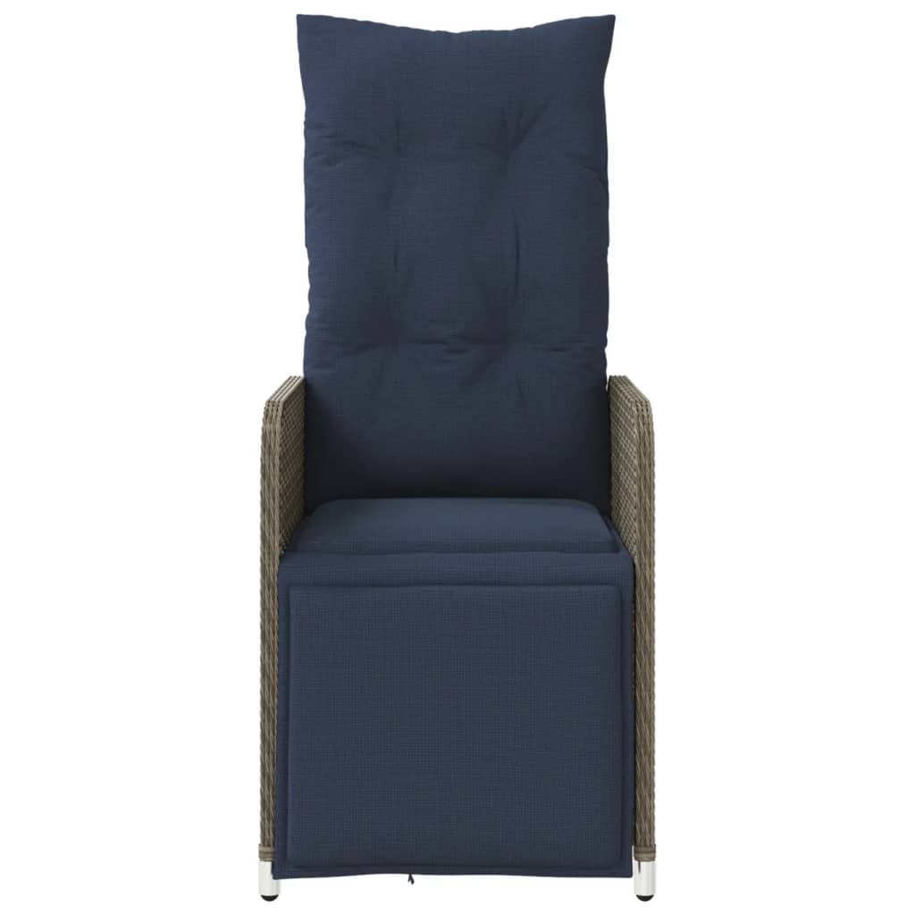 havestole med lænefunktion 2 stk. med bord grå polyrattan