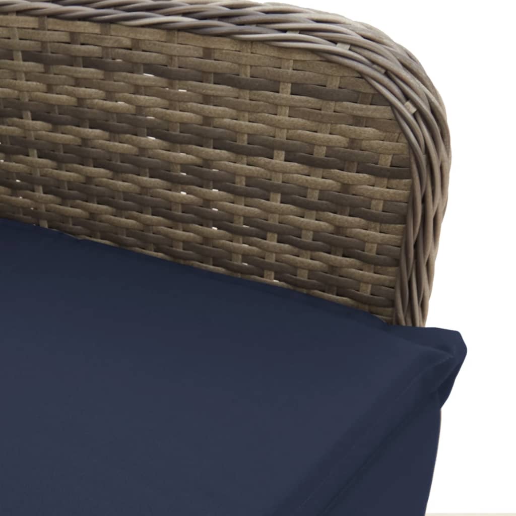 havestole med lænefunktion 2 stk. med bord grå polyrattan