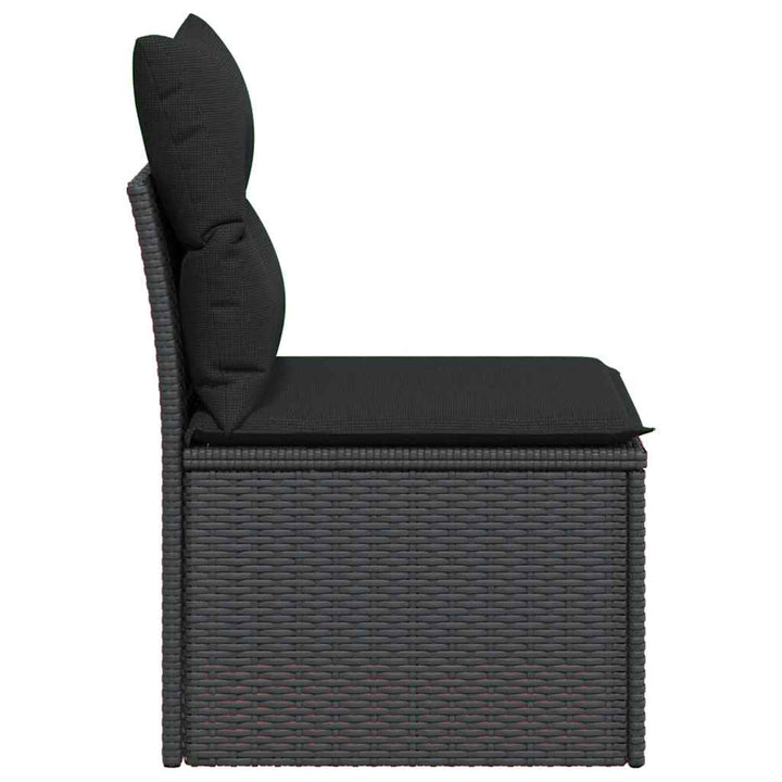 havesofa uden armlæn med hynder sort polyrattan