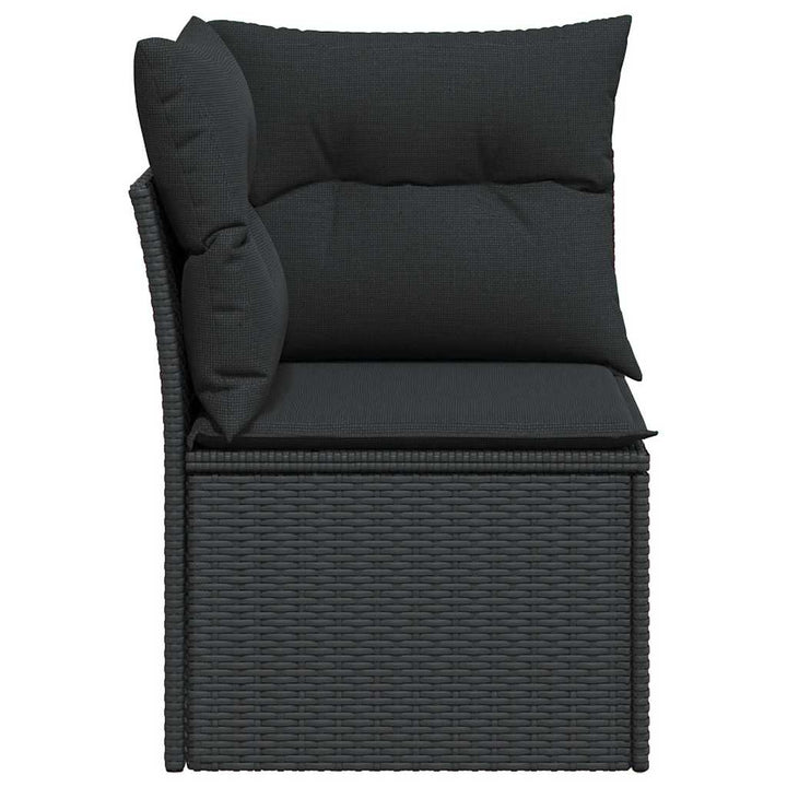 havesofahjørne med hynder sort polyrattan