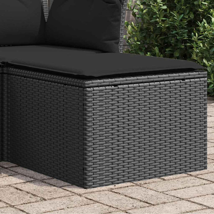 haveskammel med hynde sort 55x55x37 cm polyrattan