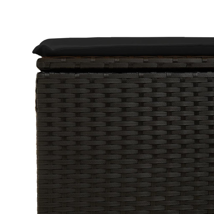 haveskammel med hynde sort 55x55x37 cm polyrattan