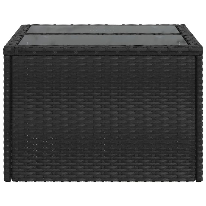 havebord med glasplade sort 55x55x37 cm polyrattan
