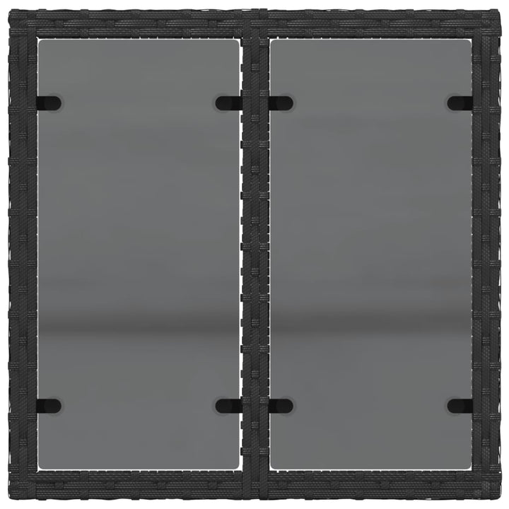 havebord med glasplade sort 55x55x37 cm polyrattan
