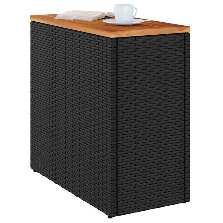 havesidebord med træplade sort 58x27,5x55 cm polyrattan