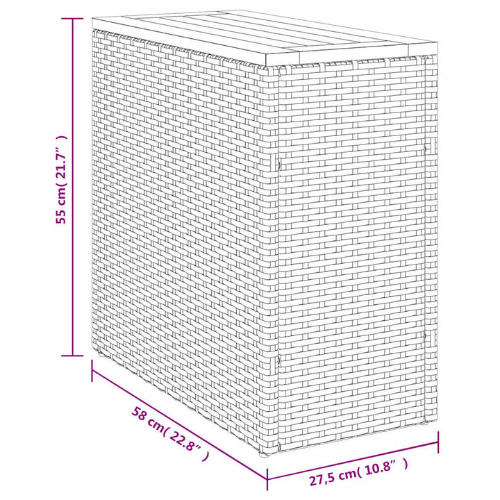 havesidebord med træplade sort 58x27,5x55 cm polyrattan