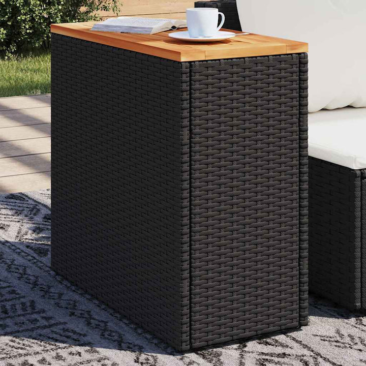 havesidebord med træplade sort 58x27,5x55 cm polyrattan