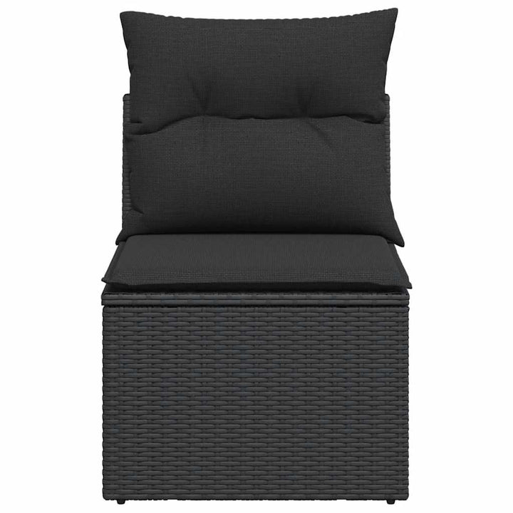 havestol uden armlæn med hynder sort polyrattan