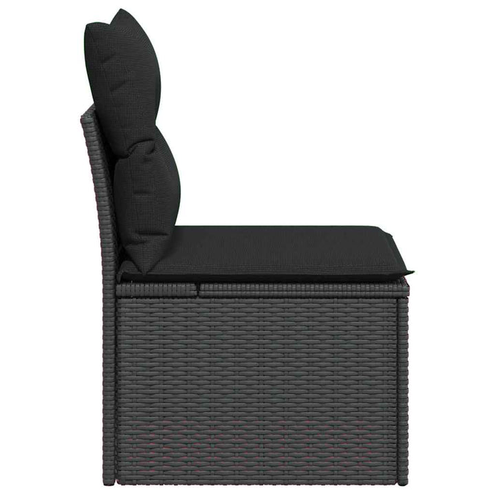 havestol uden armlæn med hynder sort polyrattan