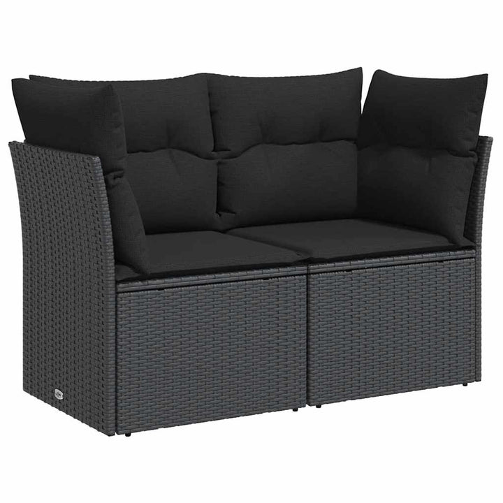 havesofa med hynder 2-personers sort polyrattan