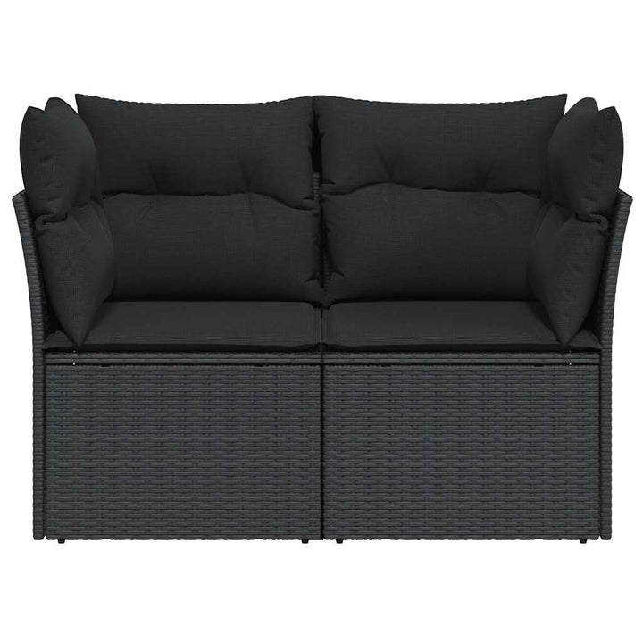 havesofa med hynder 2-personers sort polyrattan