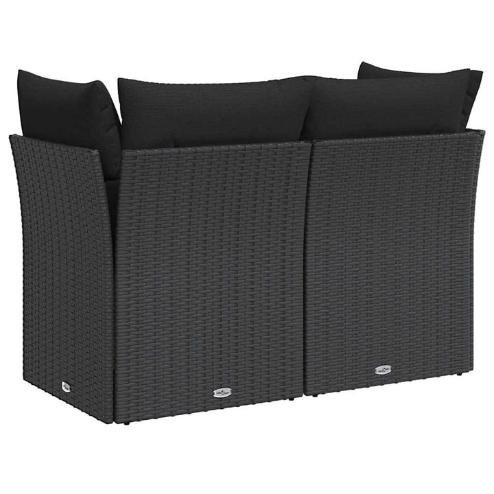 havesofa med hynder 2-personers sort polyrattan