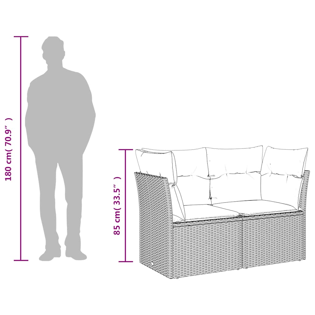 havesofa med hynder 2-personers sort polyrattan