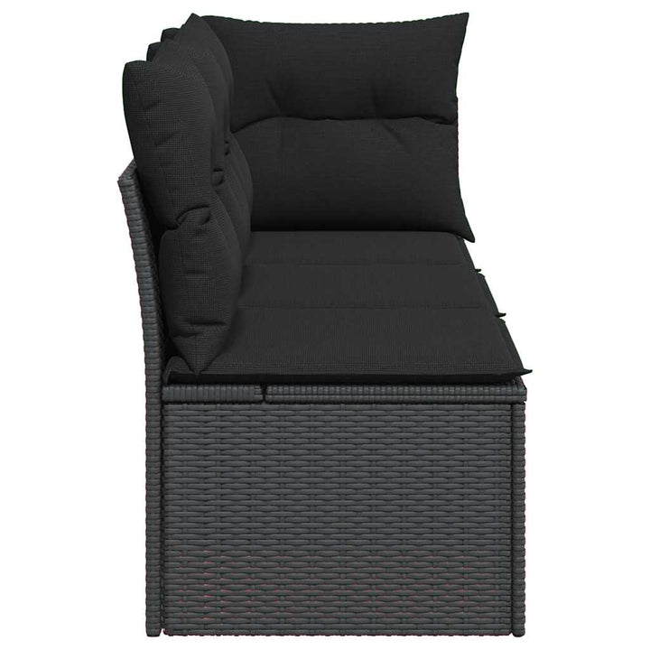 havesofa med hynder 3-personers sort polyrattan