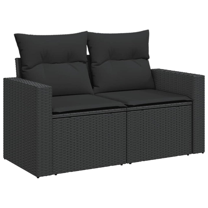 havesofa med hynder 2-personers sort polyrattan