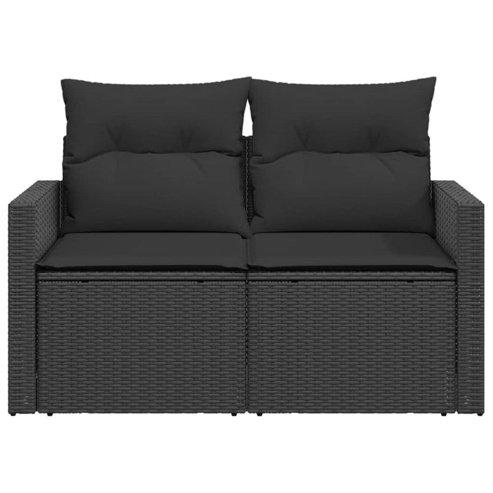 havesofa med hynder 2-personers sort polyrattan