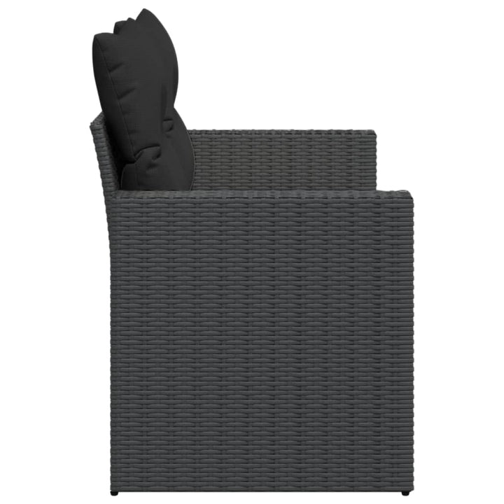 havesofa med hynder 2-personers sort polyrattan