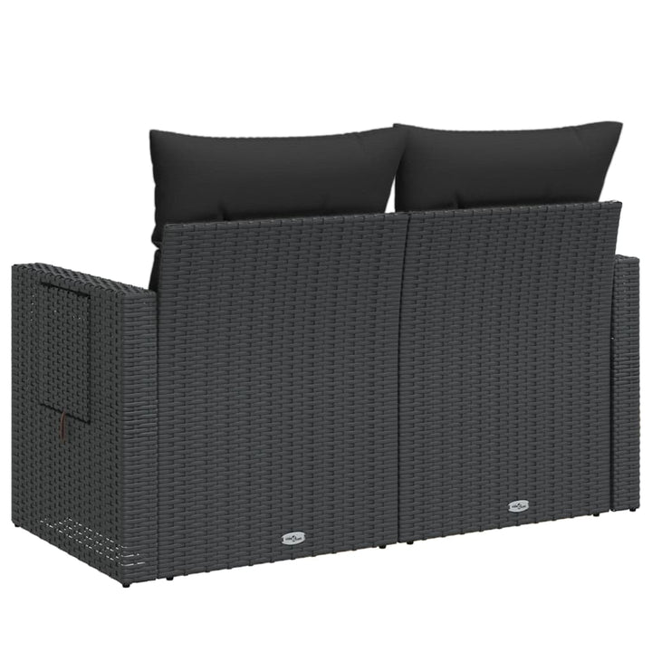 2-personers havesofa med hynder polyrattan sort