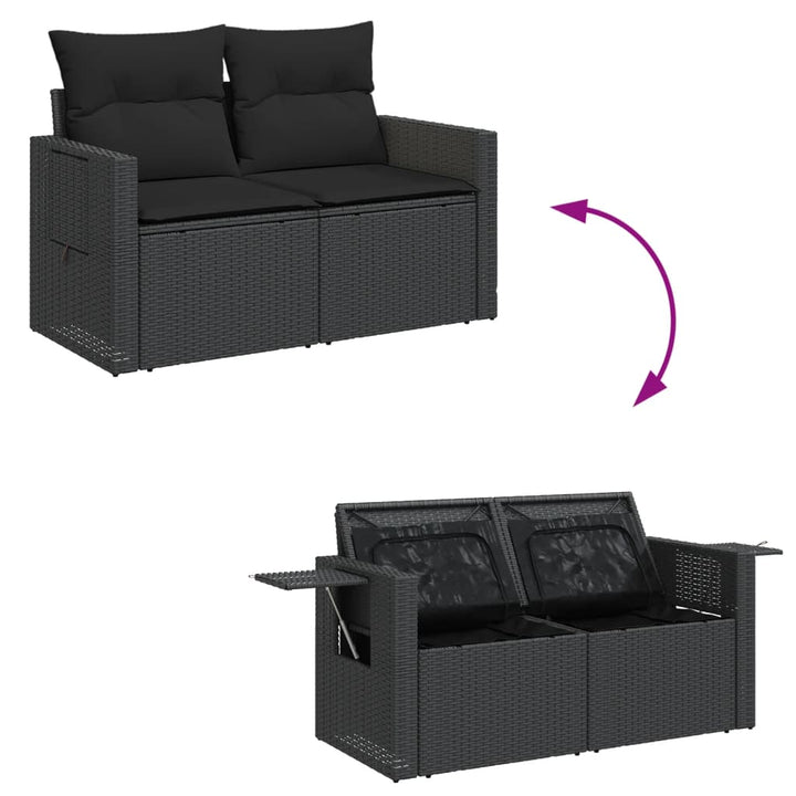 2-personers havesofa med hynder polyrattan sort