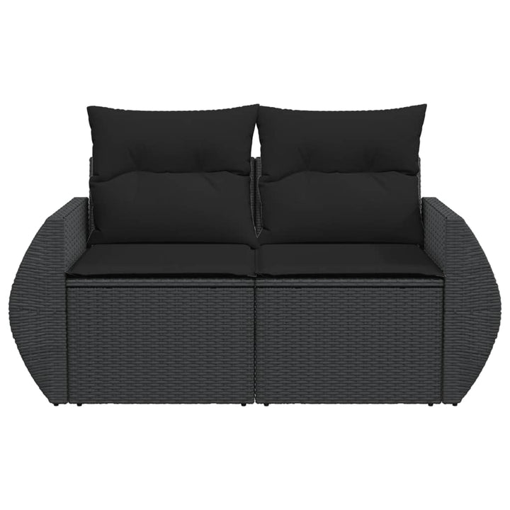 havesofa med hynder 2-personers sort polyrattan