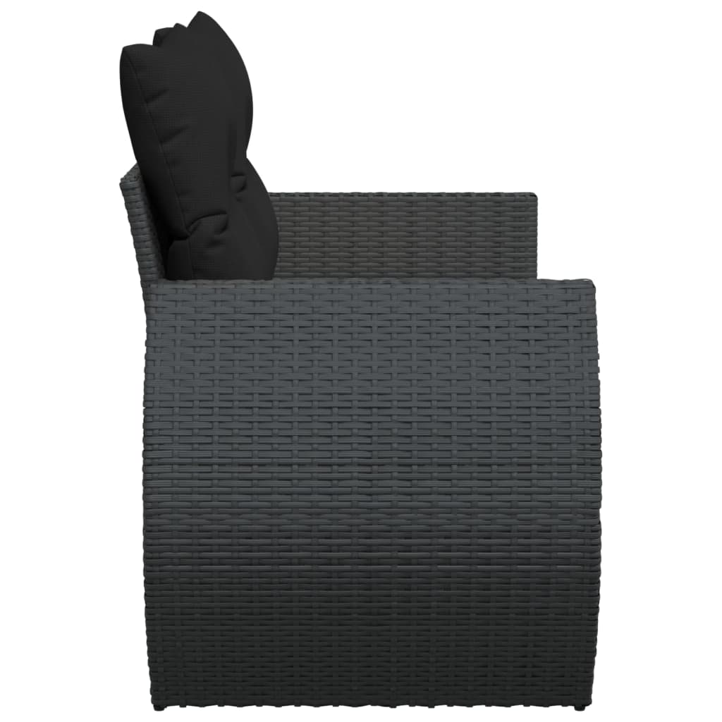 havesofa med hynder 2-personers sort polyrattan