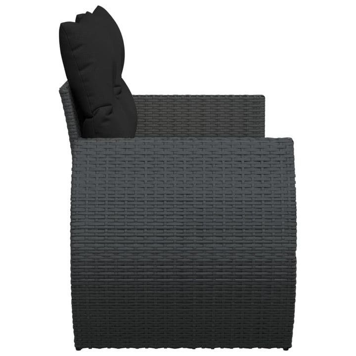 havesofa med hynder 2-personers sort polyrattan
