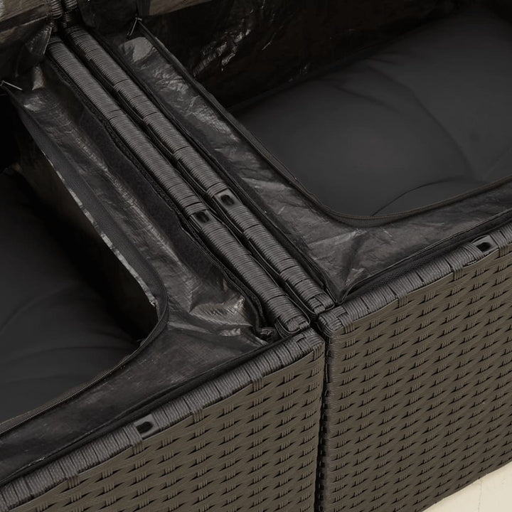 havesofa med hynder 2-personers sort polyrattan