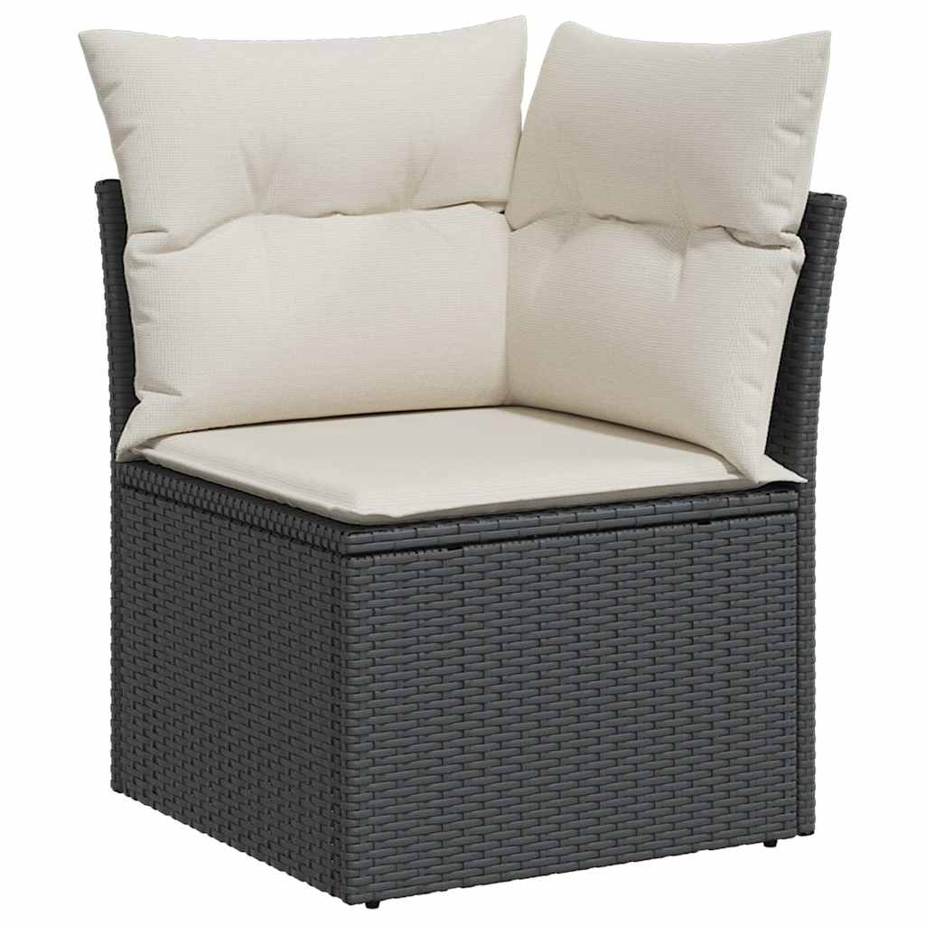 hjørnemodul til havesofa med hynder polyrattan sort