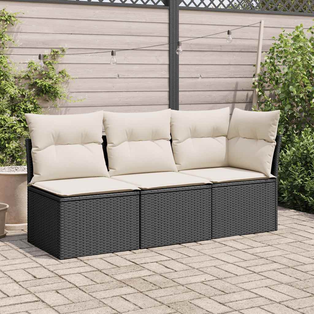 hjørnemodul til havesofa med hynder polyrattan sort