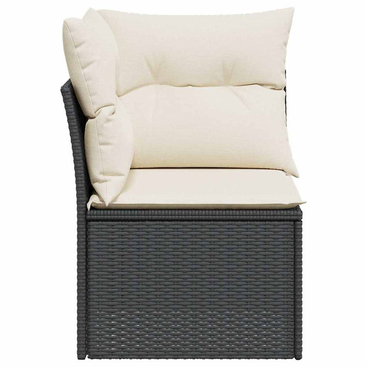 hjørnemodul til havesofa med hynder polyrattan sort