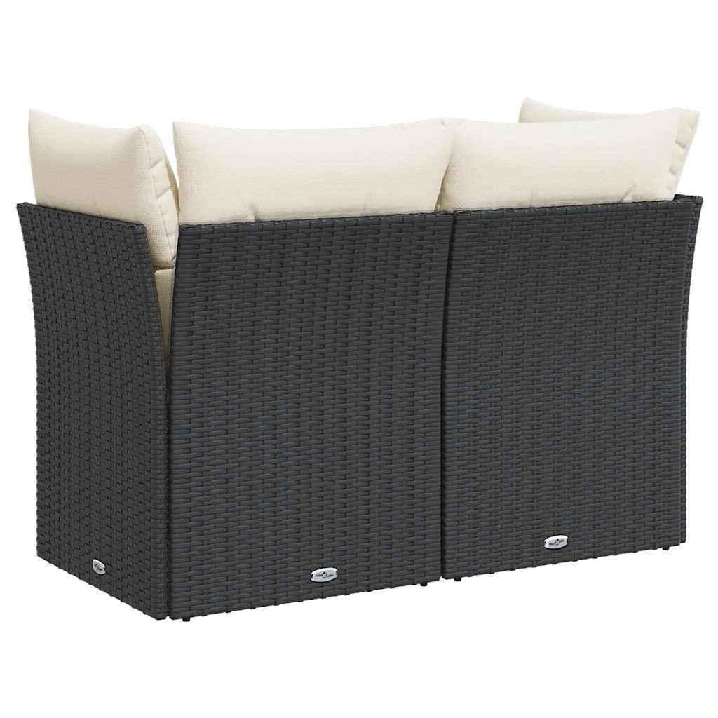 2-personers havesofa med hynder polyrattan sort