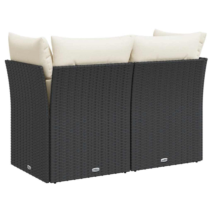2-personers havesofa med hynder polyrattan sort