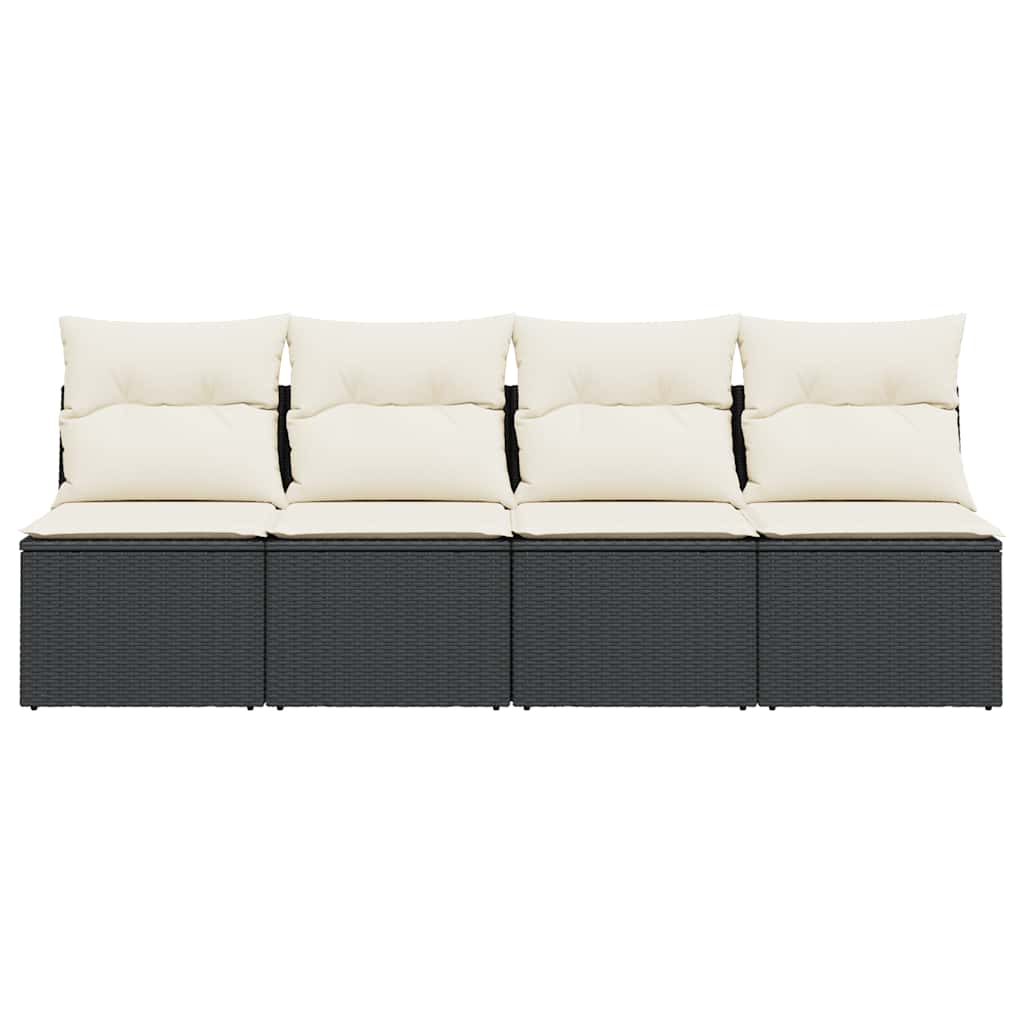 4-personers havesofa med hynder polyrattan sort