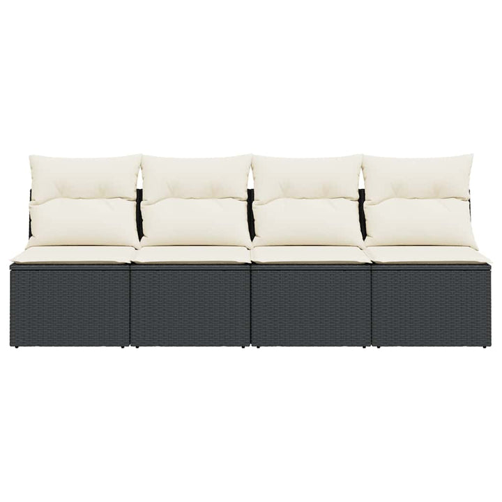 4-personers havesofa med hynder polyrattan sort