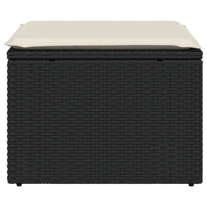 haveskammel med hynde 55x55x37 cm polyrattan sort