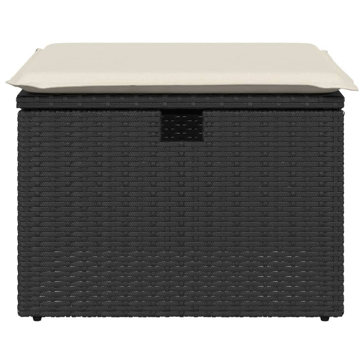 haveskammel med hynde 55x55x37 cm polyrattan sort