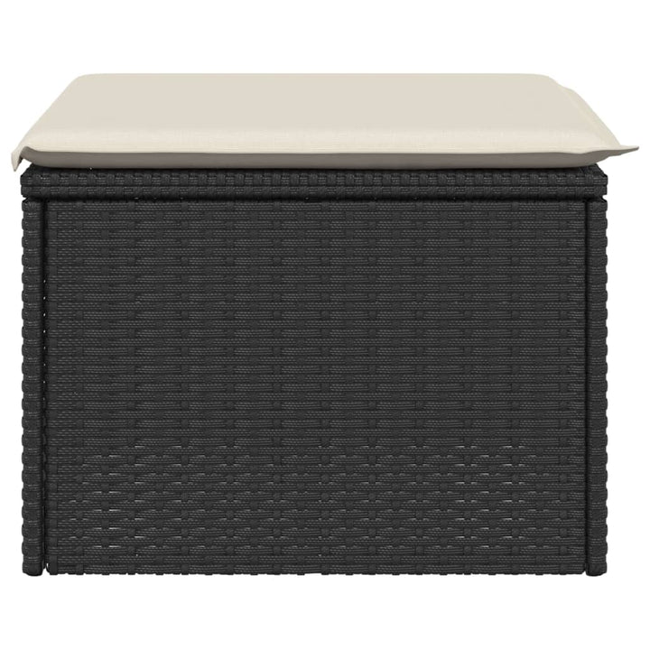 haveskammel med hynde 55x55x37 cm polyrattan sort