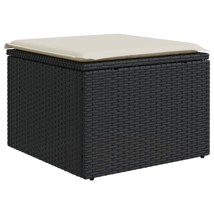 haveskammel med hynde 55x55x37 cm polyrattan sort