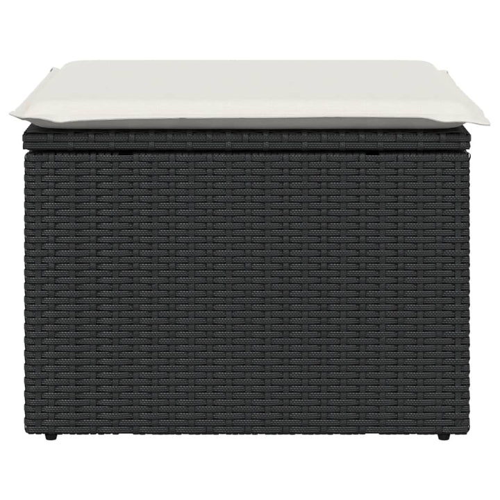 haveskammel med hynde 55x55x37 cm polyrattan sort